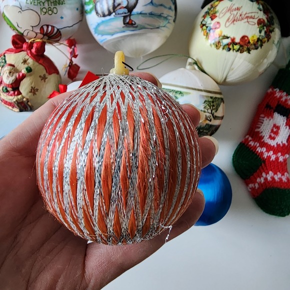 1980s Vintage Christmas Ornaments Lot Mother Daughter Silk Wrapped 1982 1990 80s - Picture 11 of 16